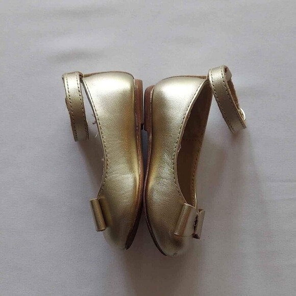 Janie & Jack Gold Metallic Bow Flats ~ Sz 4 - Picture 3 of 6